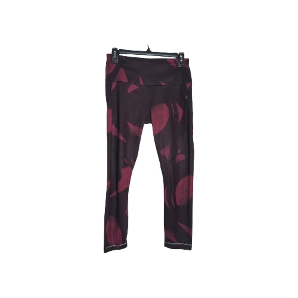 lululemon Size 6 Red Black All Sport High Waist Cropped Compression Leggings